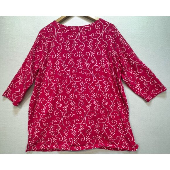 Jessica London Women's Shoulder Button Blouse Stretch Sz 18/20 Pink White Floral - Picture 2 of 12